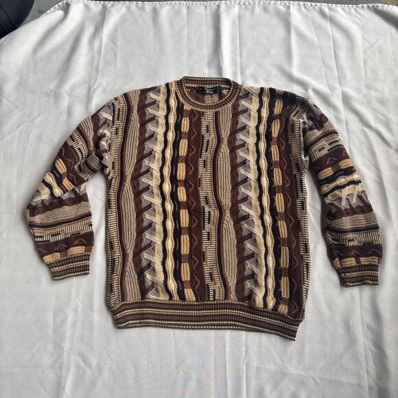 VINTAGE ABSTRACT PATTERN KNITTED PULLOVER SWEATER COOGIE STYLE MEN SIZE X - Picture 4 of 11